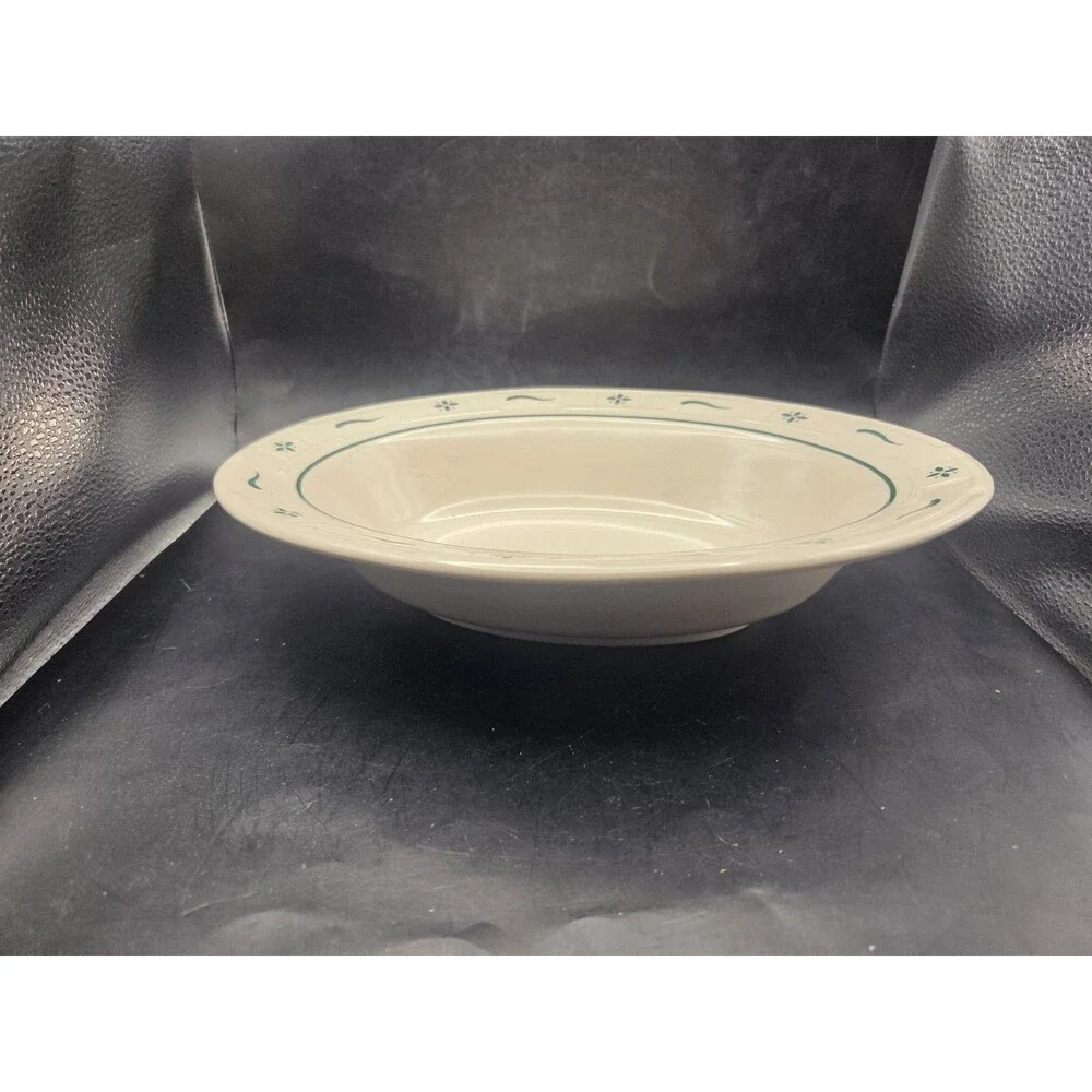 Longaberger Pottery Woven Traditions Green Oval Vegetable Serving Dish USA 12 In